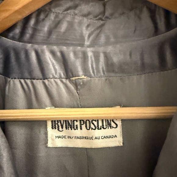 Irving Posluns size 7/8 (on tag) oversized trench EVC Silver w/ hint of blue - Picture 6 of 16